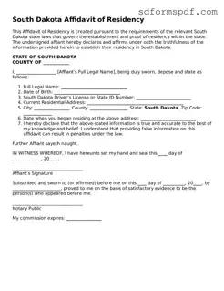 Valid South Dakota Affidavit of Residency Document