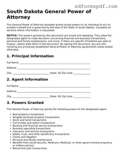 Valid South Dakota General Power of Attorney Document