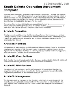 Valid South Dakota Operating Agreement Document