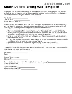 Valid South Dakota Living Will Document