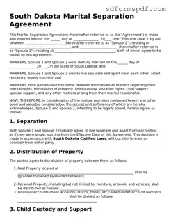Valid South Dakota Marital Separation Agreement Document