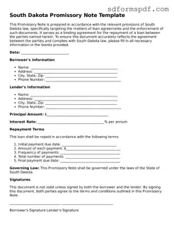 Valid South Dakota Promissory Note Document